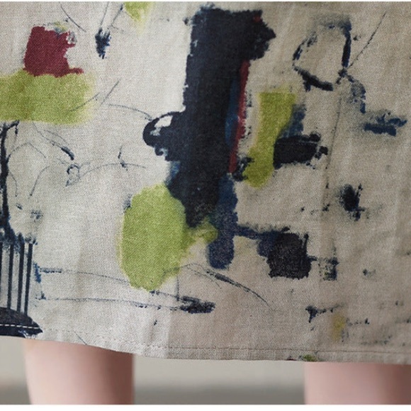 NWT-Linen Crew Neck Short Sleeve Dress w/ pockets - Picture 7 of 10